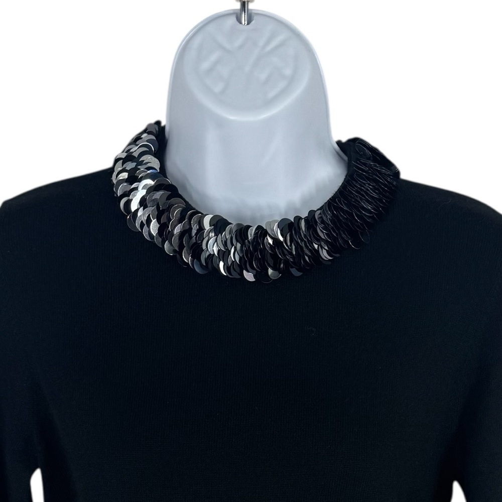 NWT Tuckernuck Black Sequin Trim Lina Sweater Crewneck Knit Top Size S - Picture 6 of 8
